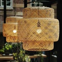 Lampe Rattan Lampenschirm Beleuchtung Hängelampe Rattanlampe