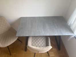 Esstisch mit 6 Stühlen, grau und beige
