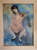 Ölgemälde Frau mit Papagei. Jules Fehr. 650x500mm. Gerahmt.
