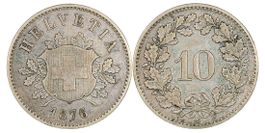 10 Rappen von 1876 (vorzüglich +)