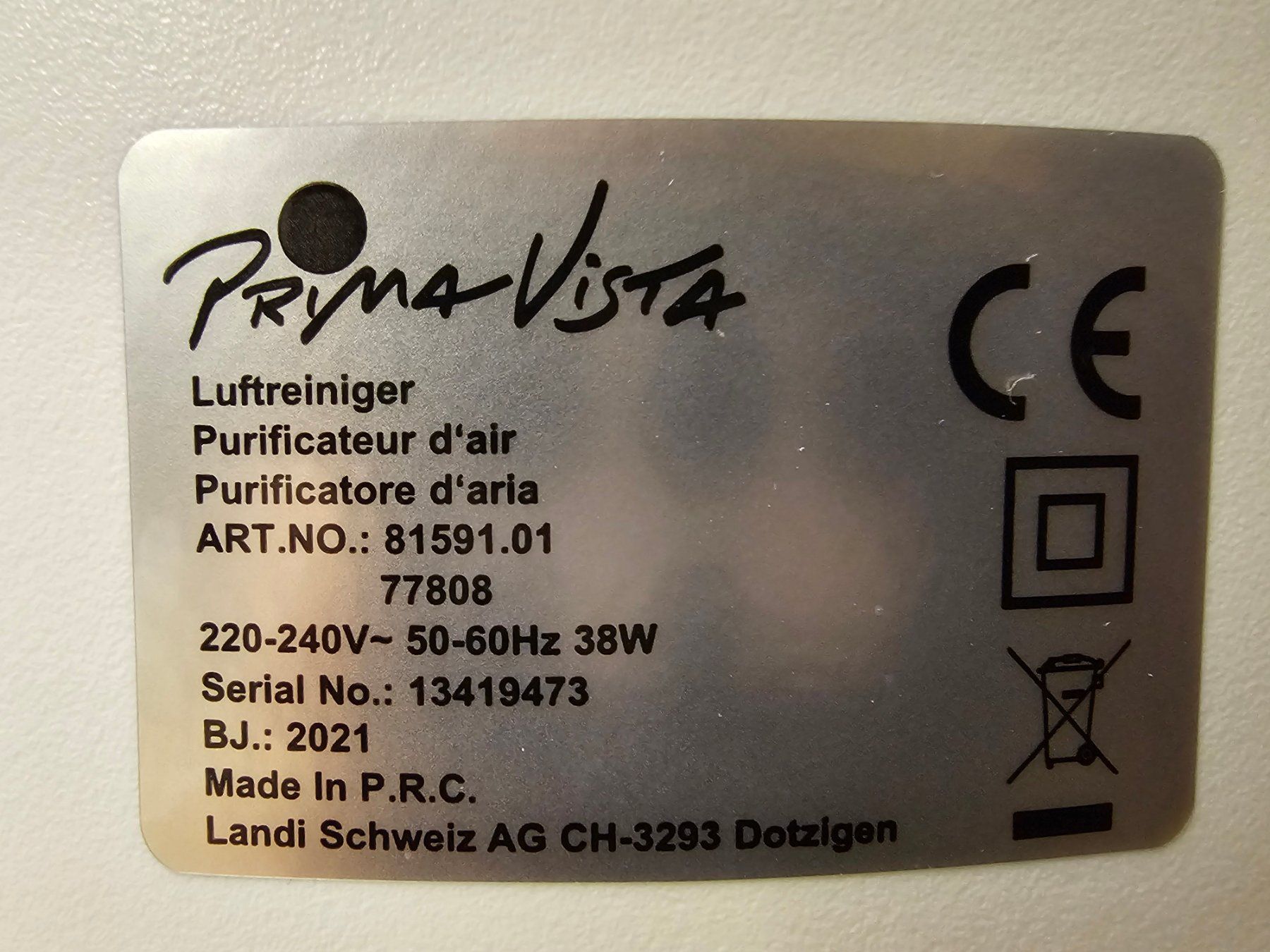 Purificateurs d'air: Der Prima Vista Luftreiniger – D'occasion à Schaffhausen par Waldi.W 3