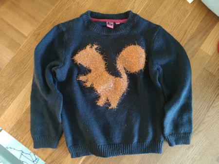 Strickpullover mit Eichhörnchen, Gr. 110, nie getragen