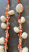 Collier sautoir avec pierres et véritables perles roses