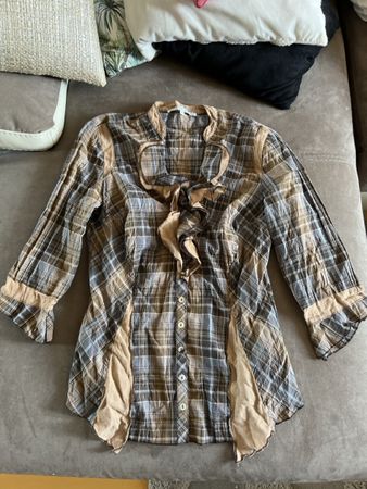 Chemise carreaux beige/brun froissé Patrice Bréal 36