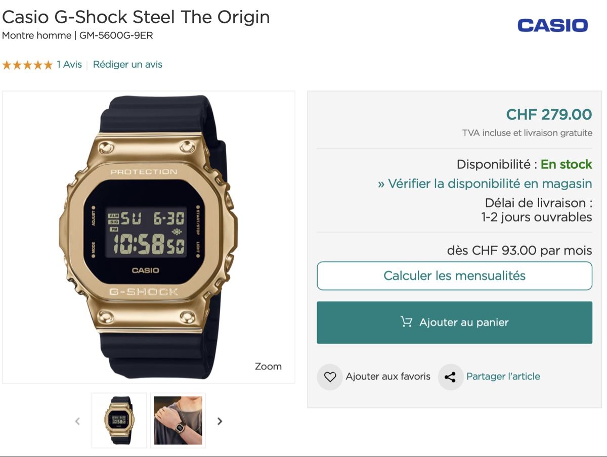 Casio Montres: Casio G-Shock GM-5600G-9ER  – Neuf avec emballage d'origine à Les Acacias par Njatit 5