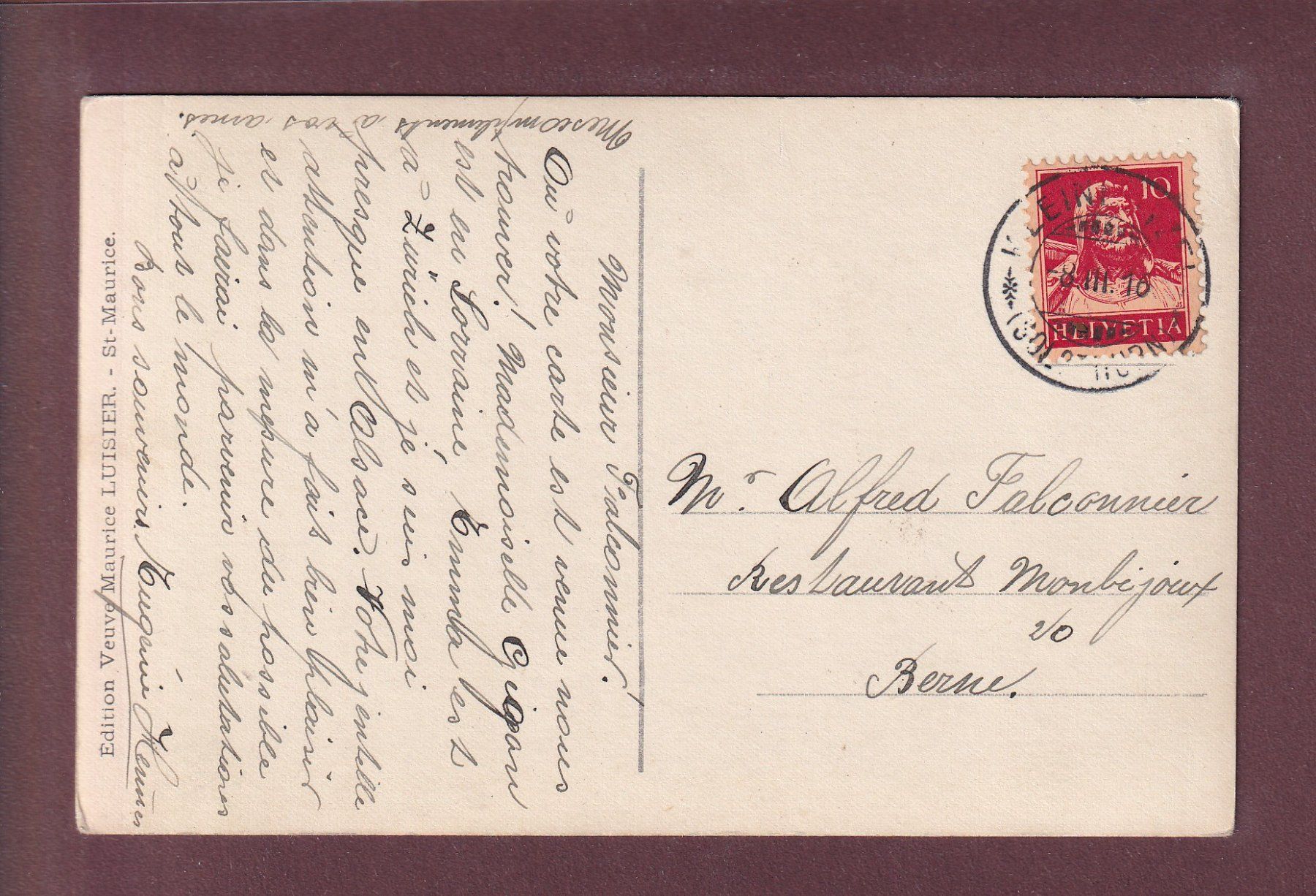 Cartoline postali: ST. MAURICE et Lavey - 1916 – Usato da Pully venduto da nicecards 1