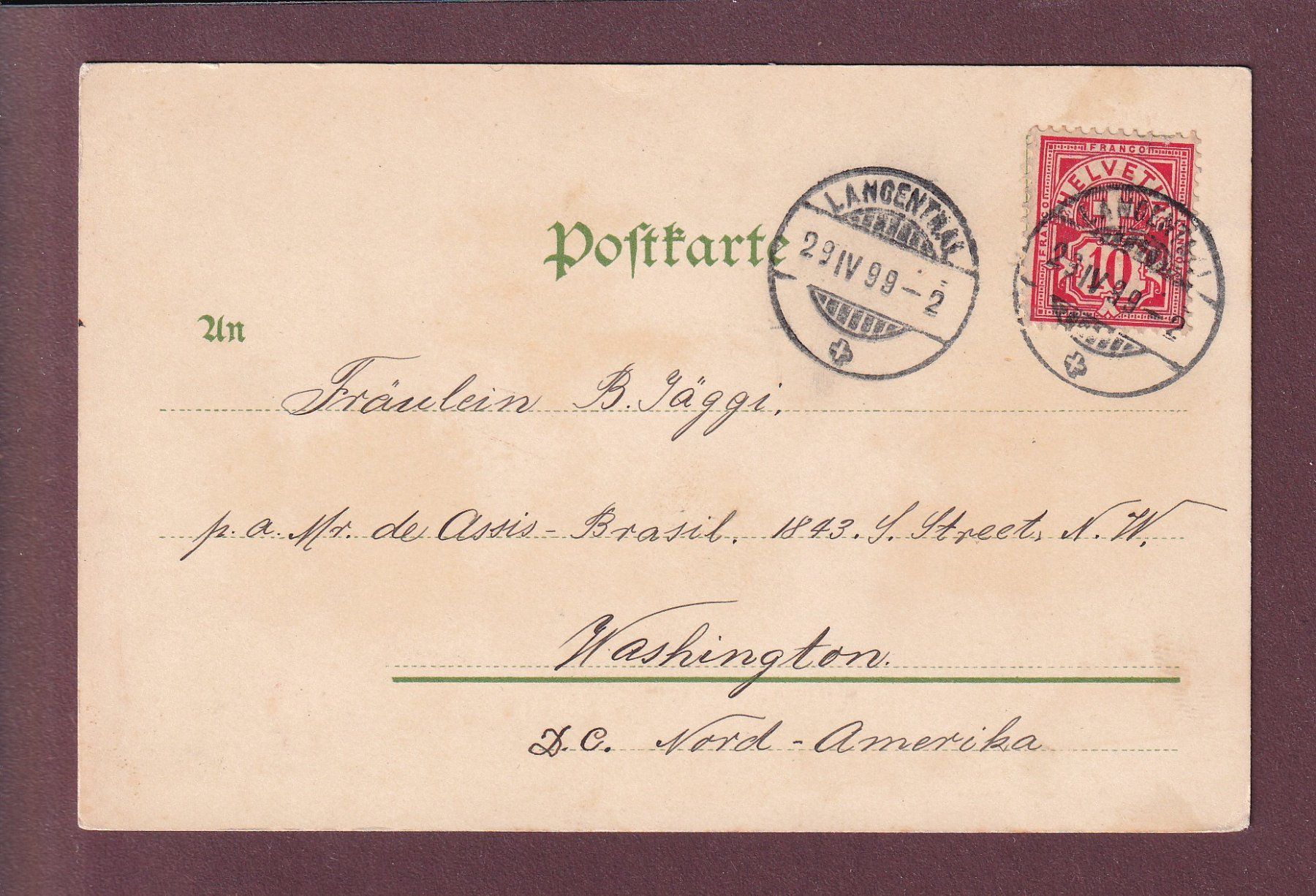 Cartoline postali: BERN - Tracht - 1899 – Usato da Pully venduto da nicecards 1