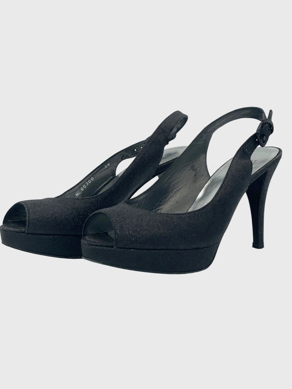 Stuart Weitzman Scarpe da donna: Stuart Weitzman Glitter Platform Slingback EU 38 Schwarz – Usato da Zürich venduto da shoe_shop 2