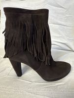 NAVYBOOT Brown Suede Fringe Ankle Boots, Women's Size 39