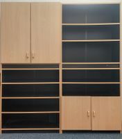 Büroregal, Kombination Holzoptik / schwarz, zwei Einheiten