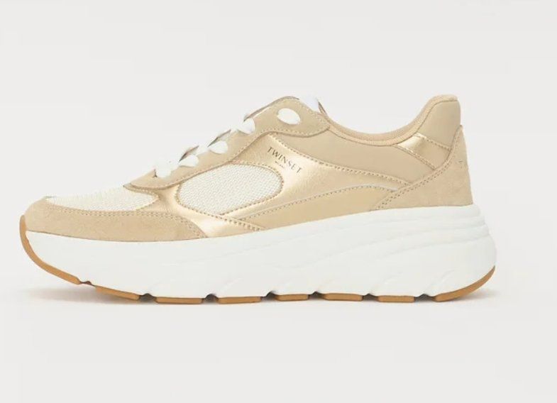 Twinset Scarpe da donna: Twinset baskets, couleur or et blanc, taille 38 – Usato da La chaux-de-fonds venduto da nat_sqg2