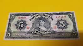 Banco de Mexico - 5 Pesos - Seltene Banknote aus 1963!