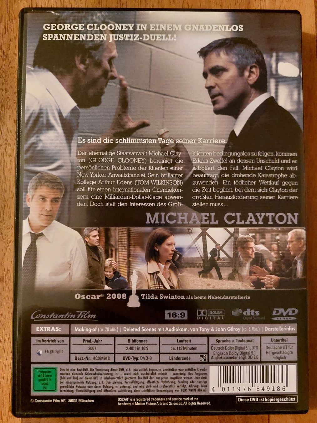 Tutti i DVDs: DVD - Michael Clayton – Usato da Rheinfelden venduto da FilmAuktion 1