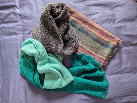 3 Schals/ Tücher im Set, Winter Accessoires blau grau grün