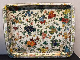 Vintage Daher Serviertablet mit Blumenmuster, England