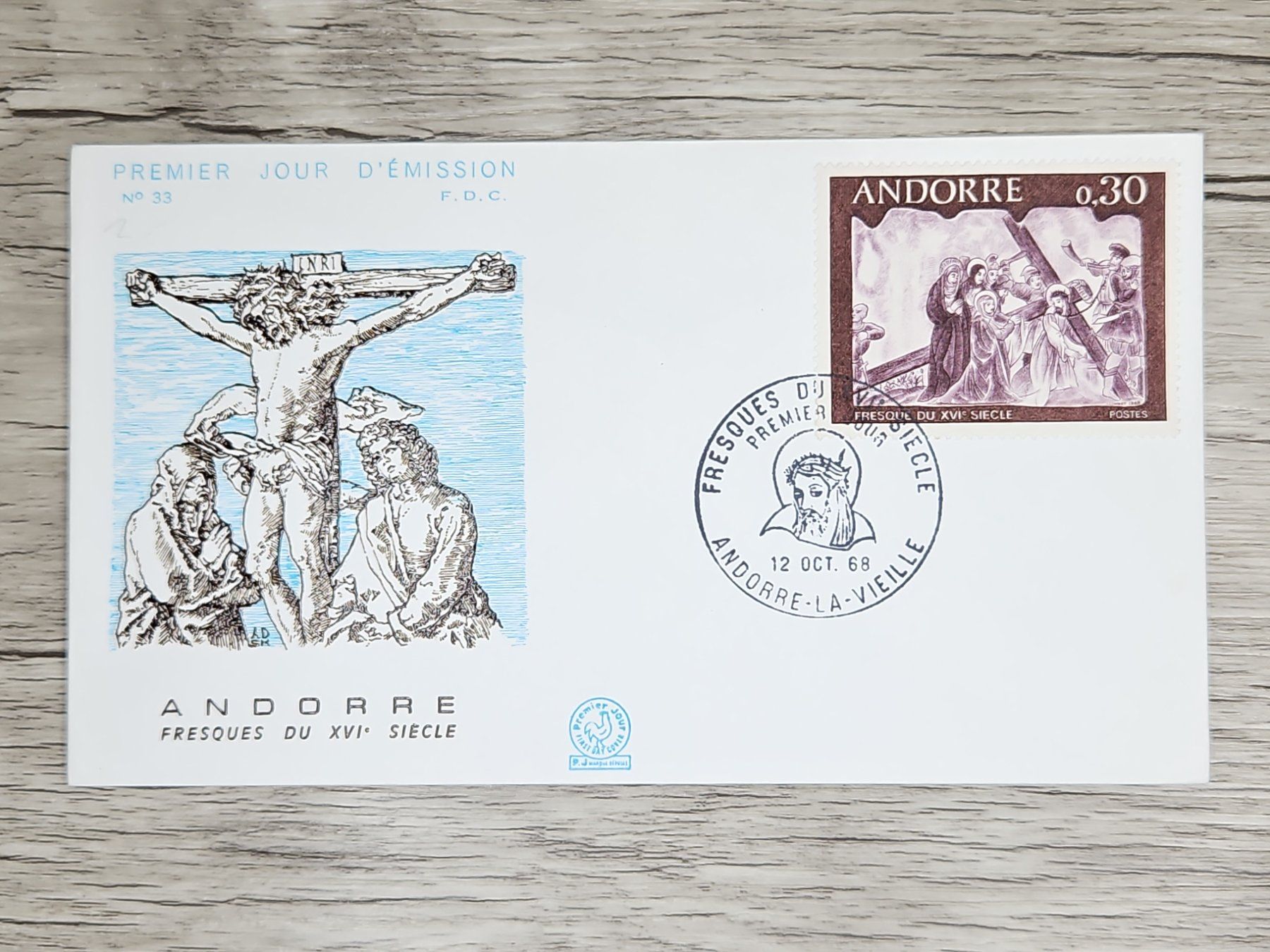 Tutti i francobolli: CL05 Enveloppe + Timbre Andorre 1968 – Usato da Cousset venduto da Patrick_Collections