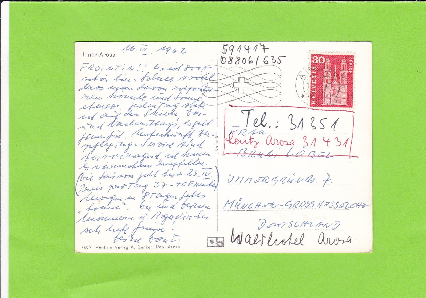 Cartoline postali: Inner-Arosa – Usato da St. Peterzell venduto da neckertal 1