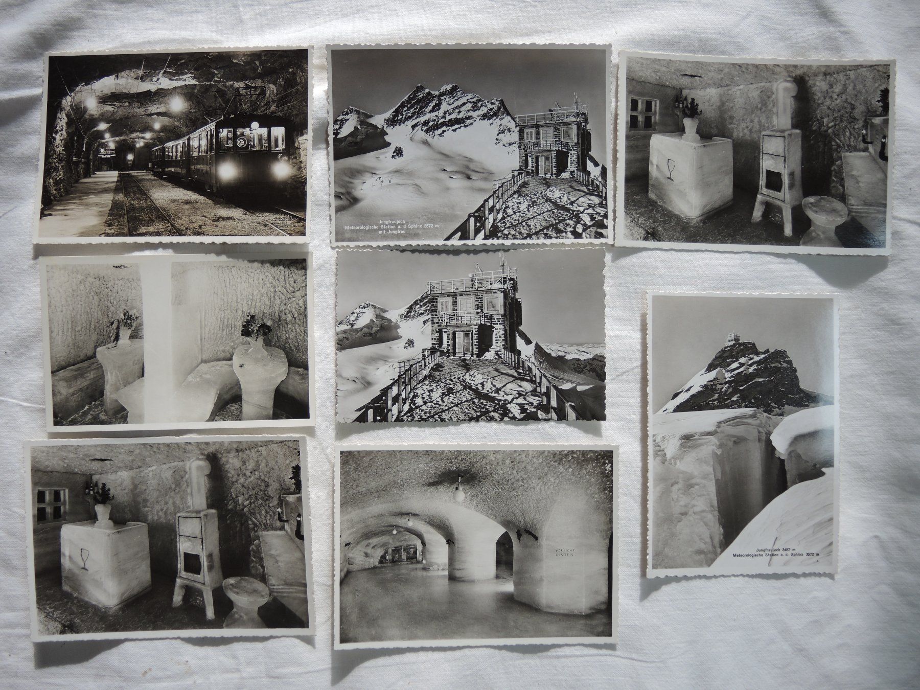 Cartes postales: 7 Ansichtskarten Jungfraujoch schwarzweiss gebraucht – D'occasion à Niederried b. Kallnach par hanatim