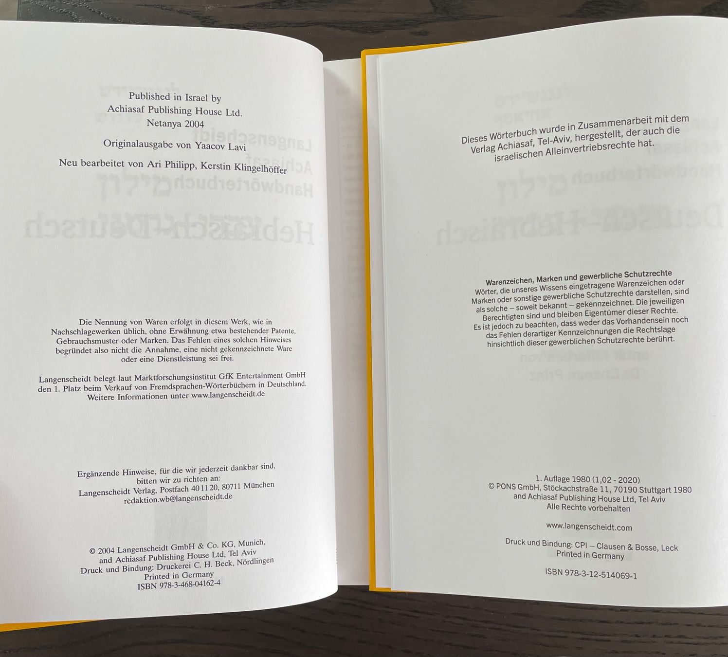 Libri: Langenscheidt Hebräisch - Deutsch / Deutsch - Hebräisch – Usato da Uster venduto da em_58td 2