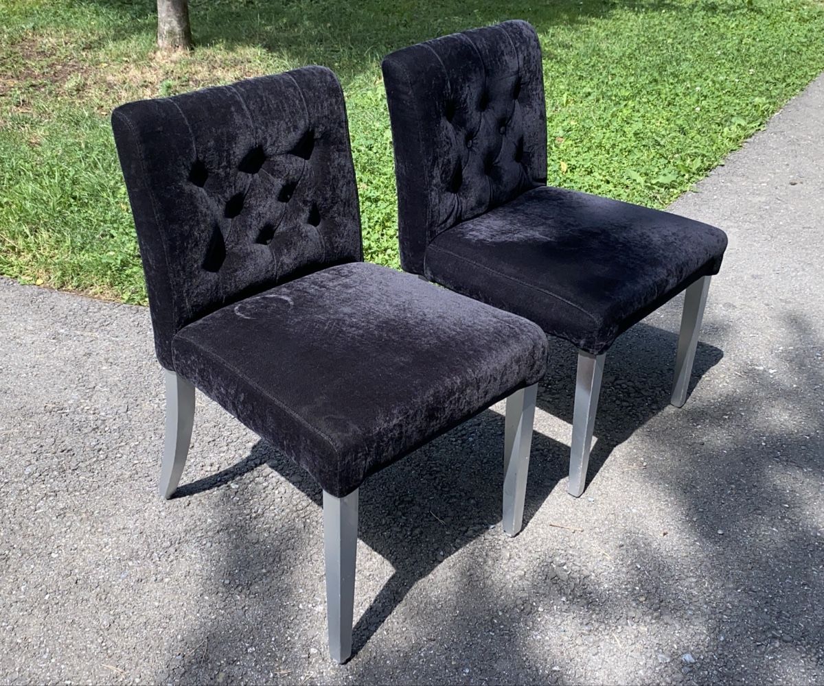 Stühle: 2er Set Samt-Stühle schwarz – Gebraucht aus Zürich von zoflora