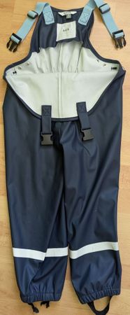 Latzhose Regen Gr. 98/104 dunkelblau mit Reflektoren