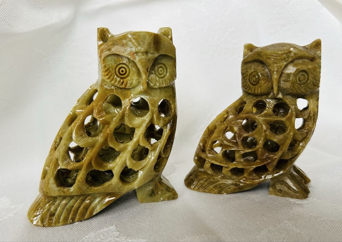 Statuette: 5 Eulen aus Speckstein, geschnitzt – Usato da Lengnau AG venduto da Mefari 1