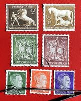 DEUTSCHES REICH PFERDE KUNST HITLER ÜBERDRUCK "0ST" 1944 GES