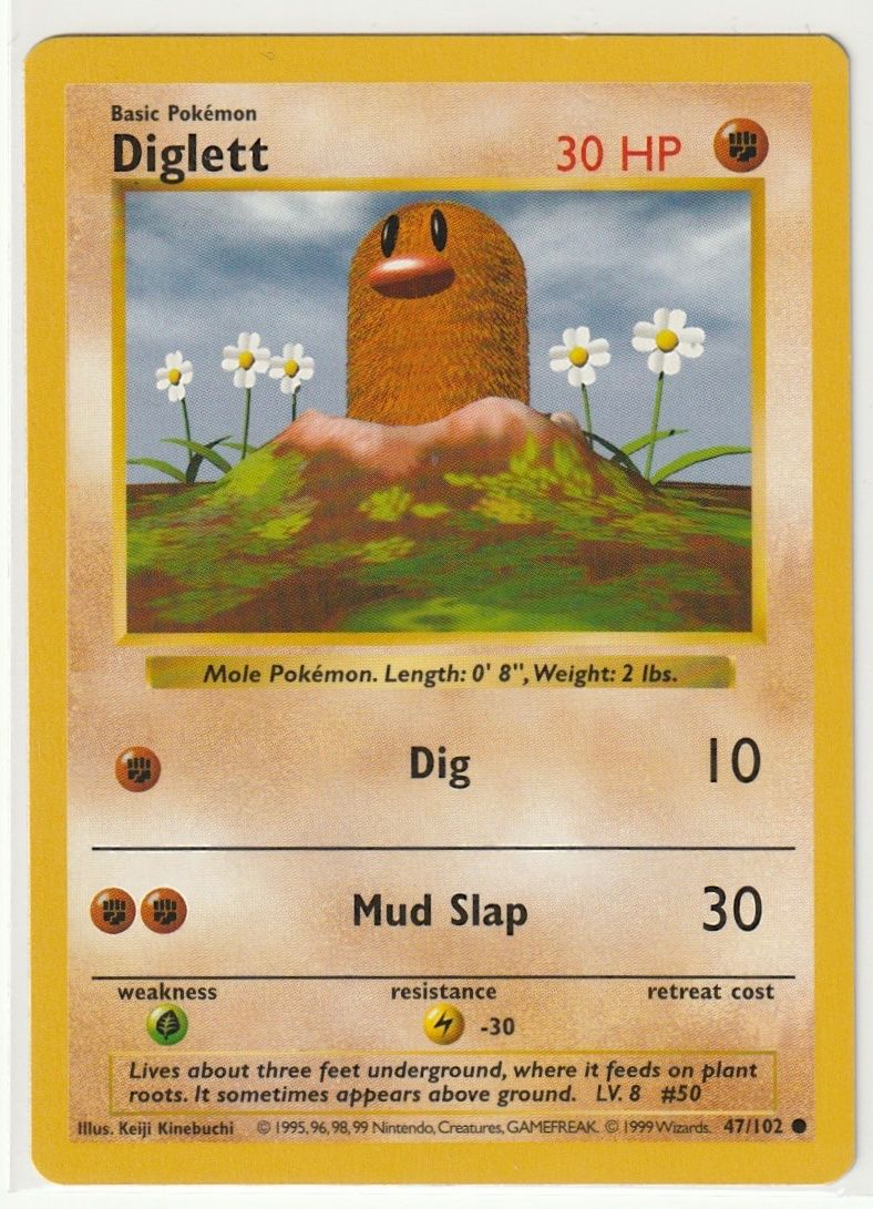 Pokémon Carte collezionabili: Pokémon DIGLETT (47/102) Shadowless Basis Base Set – Usato da Biel/Bienne venduto da historian-198