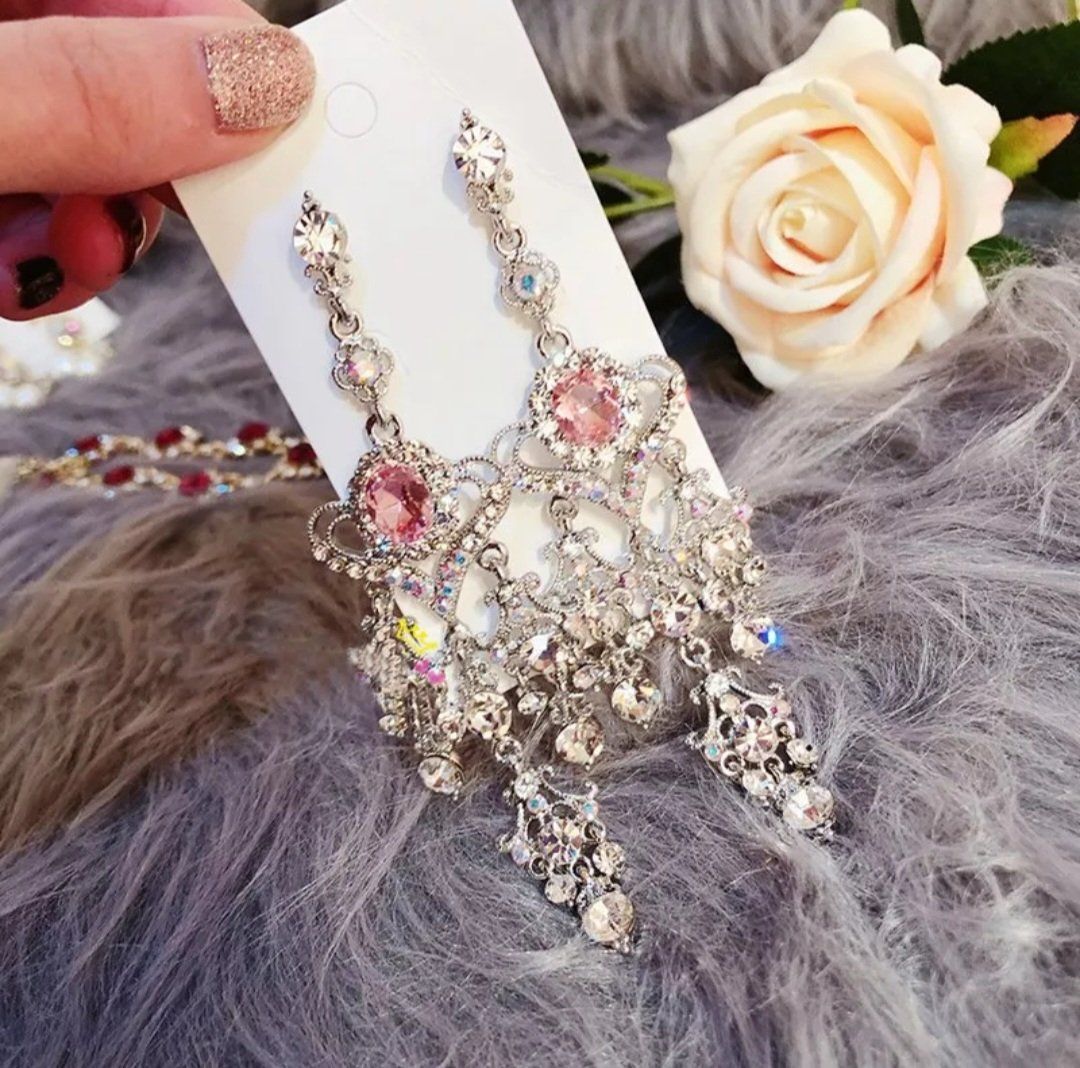 Orecchini pendenti & Orecchini a lobo: Ohranhänger Rose kristal mit Strasssteinen – Nuovo e nell'imballaggio originale da Brunnen venduto da tan_5pl5 1