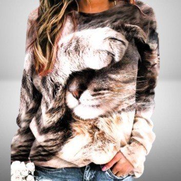 🐾 Cooles Langarm-Sweatshirt mit Katzenmuster 😺💫