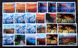 USA  - small batch of 28 airmail landscape stamps used