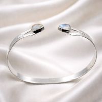 Mondstein Armreif Sterling  Silber 925 Sterlingsilber
