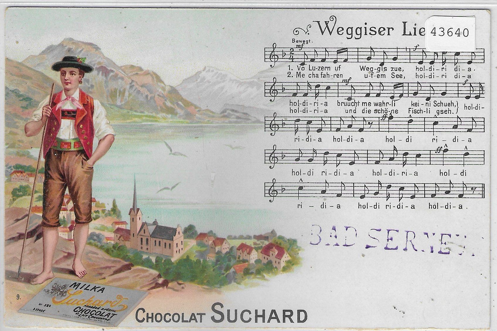Ansichtskarten: Chocolat Suchard - Weggiser Lied - Litho – Gebraucht aus Ettingen von Kartenplanet