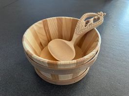 Rahmschale mit Rahmlöffel aus Holz Creme de Gruyère "Gemse"