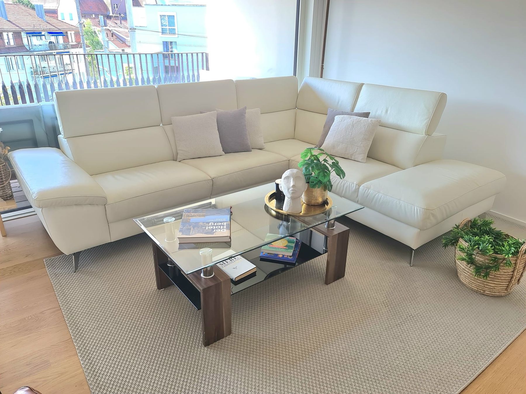 Divani: Ecksofa Leder weiss verstellbar mit Relaxfunktion – Usato da Baar venduto da IsabelaSaavedra2020