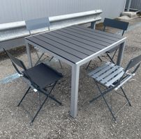 Table et 4 chaises de jardin métal gris anthracite pliante
