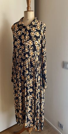 Kleid American Vintage Blumenmuster Grösse L 100% Viskose