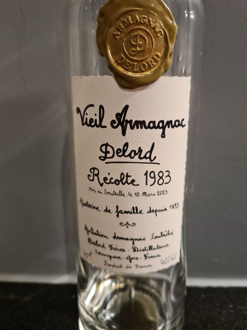 Flaschen: Bouteille Armagnac Delord millésime 1983 – Gebraucht aus Estavayer-le-Lac von Classic83 1