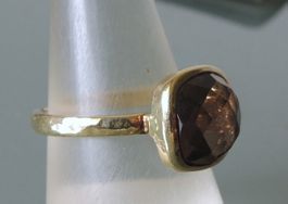 Vergoldeter Silber 925 Fingerring Rauchquarz Gr. 58
