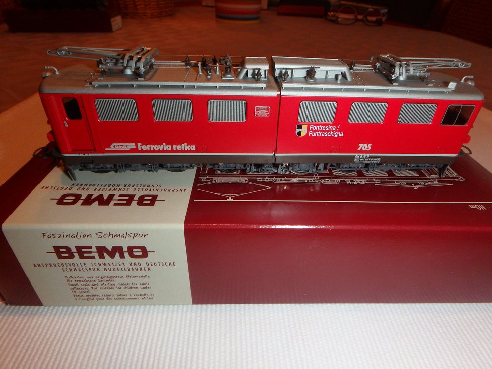 Bemo RhB Ge 6/6 705 Pontresina rot /analog 1254145 (Neu (gemäss ...