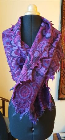 Echarpe Inde en laine bouillie violet/indigo