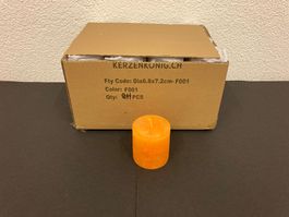 Kerzen 6,8 x 7,2 cm,  24 Stück, Aktions-Preis, Orange