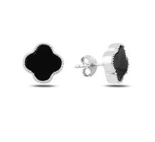 Ohrstecker Kleeblatt schwarz 925 Silber Klassiker 9mm