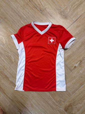 Schweiz Fan T-Shirt rot weiss mit Schweizerkreuz XS