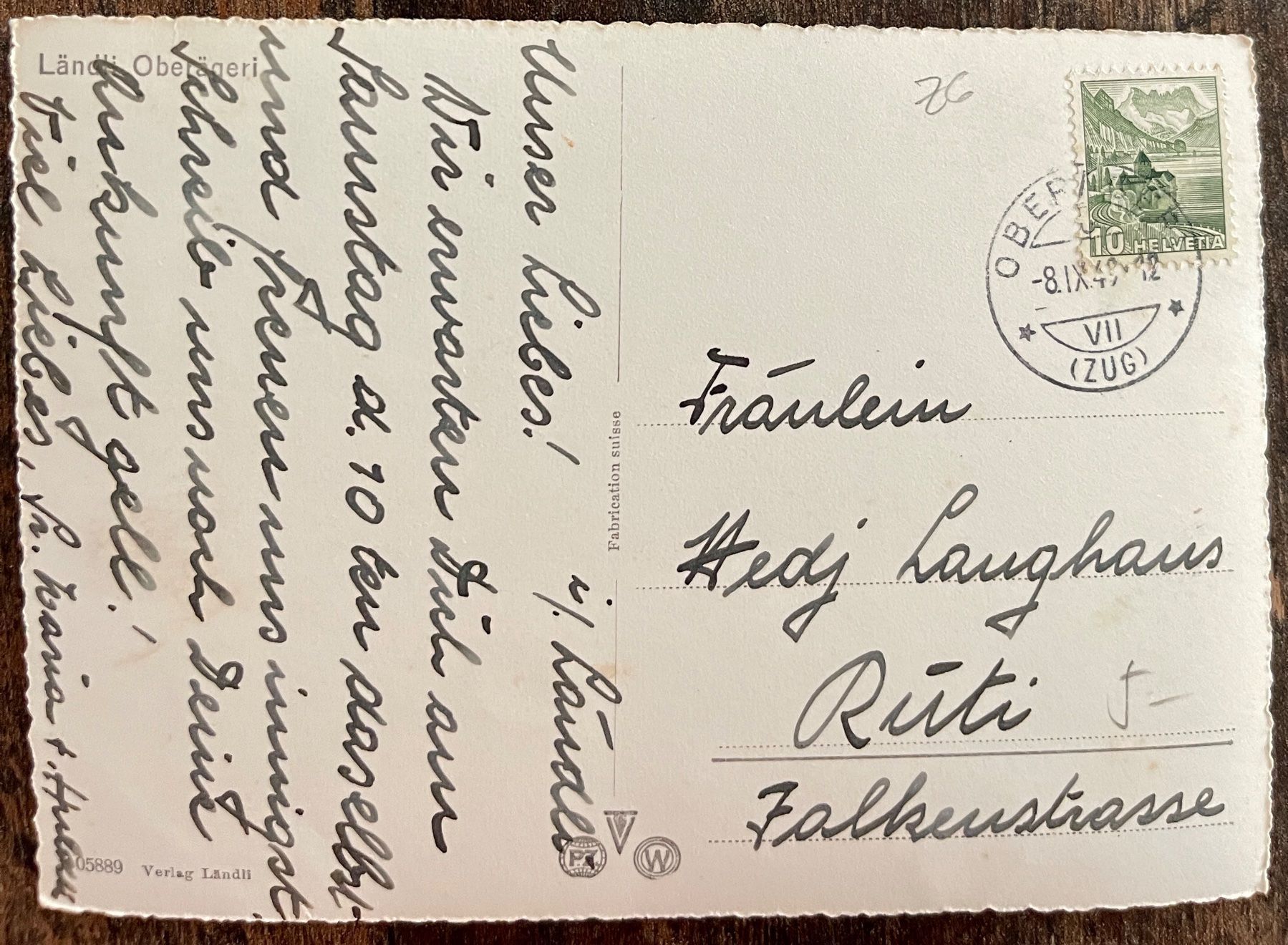 Cartoline postali: LÄNDLI - OBERÄGERI 1949 – Usato da Lutry venduto da Ediego 1