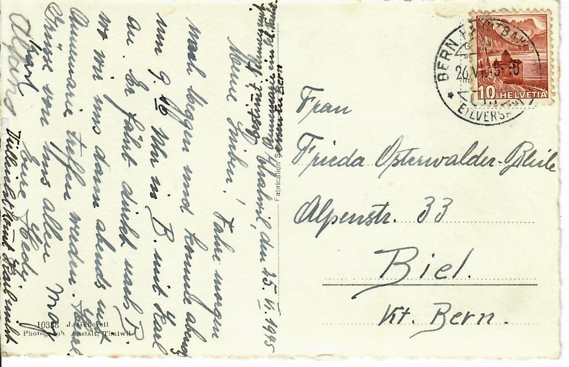 Ansichtskarten: Thalwil 1945 – Gebraucht aus Hochdorf von Ziegel-16 1