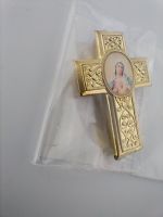 Schmuckelement Anhänger Kreuz mit Maria Bild gold farben