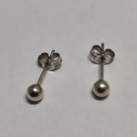 Vintage Silver silber Stud Earrings Boucles d'Oreilles #A4