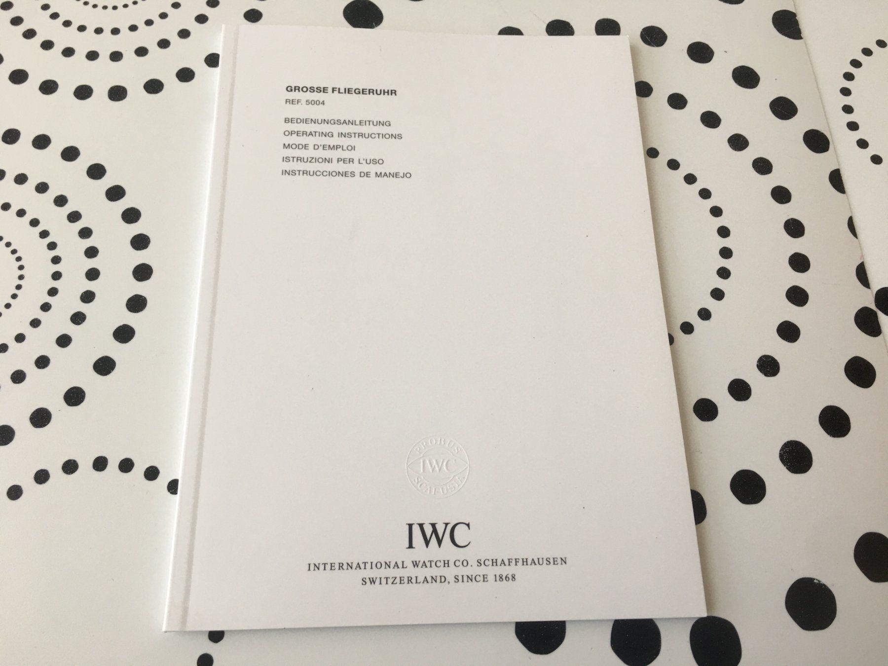 IWC Documenti: IWC - GROSSE FLIEGERUHR 5004 - OPERATING INSTRUCTIONS - NEW – Nuovo (secondo la descrizione) da Epalinges venduto da dream-watch 2