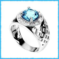 ♛ BLAU TOPAS 925 Silberring